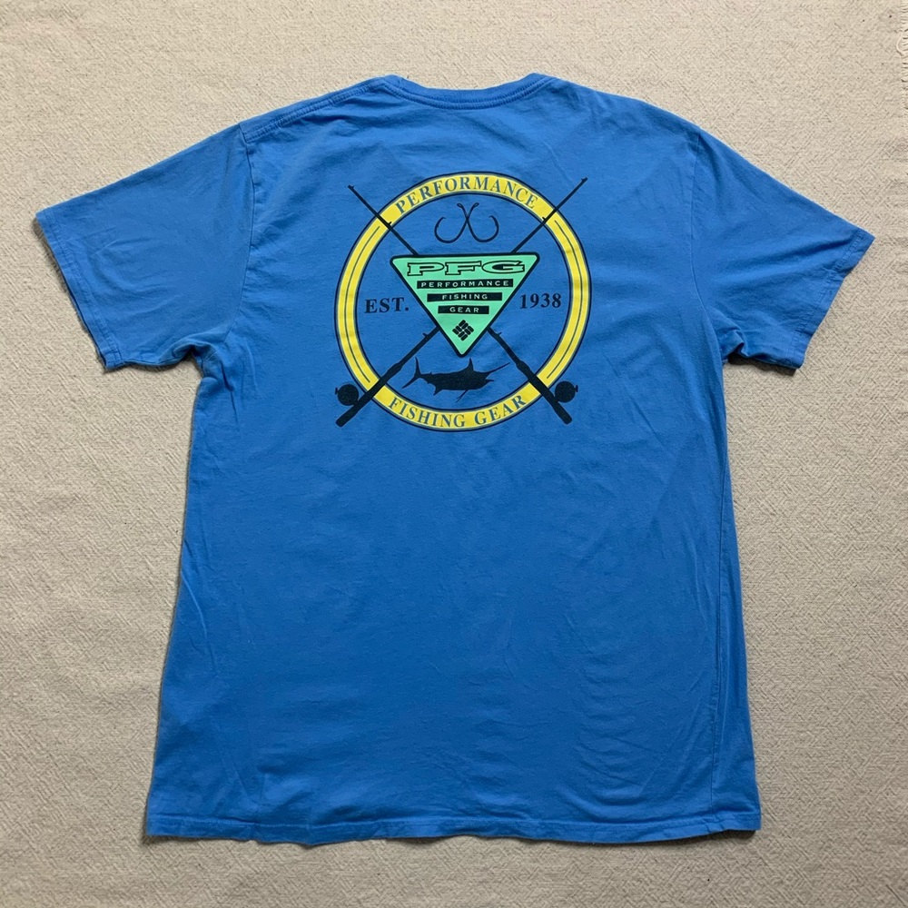 Columbia PFG Blue Fishing Logo Tshirt Tee XL